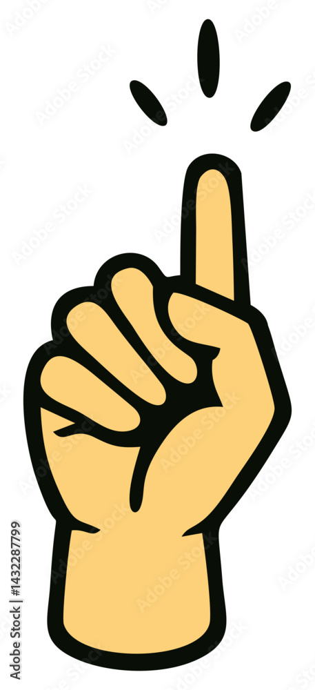 Fototapeta premium Raising hand index finger pointing up. Editable color vector