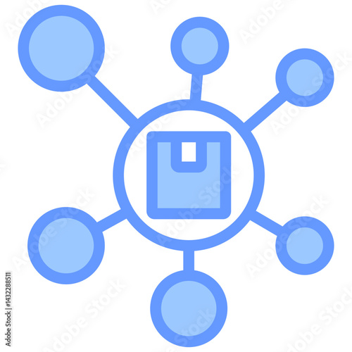 Hub And Spoke Model Lineal Blue Icon