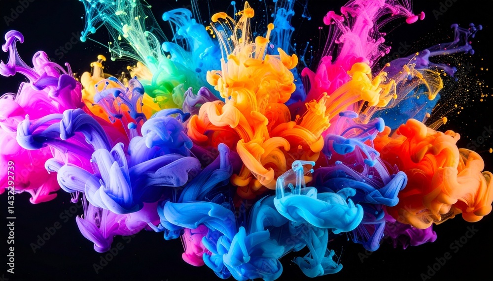 Fototapeta premium Colored ink diffusing in clear water captured in high speed