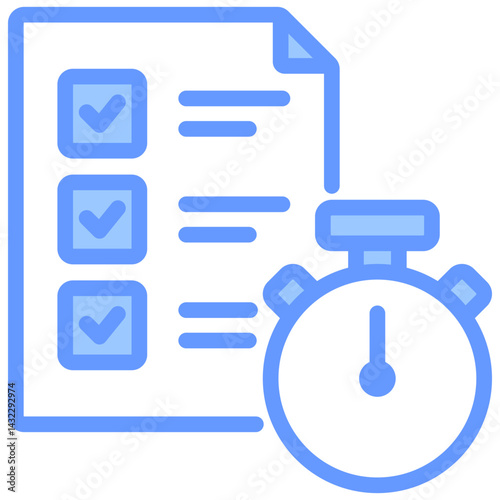 Time Tracking Lineal Blue Icon