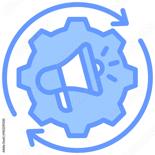 Marketing Automation Lineal Blue Icon