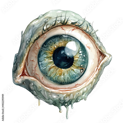 Cyclops With A Single Large Eye, vector watercolor illustration, isolated on a white background.