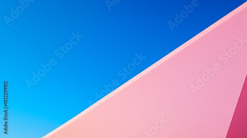 Free Download Pink Wall Against Blue Sky Minimalist Geometric Background - GFXLoad