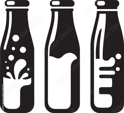 milk bottle logo silhouette vector, Bottle icon set. bottle vector icon
