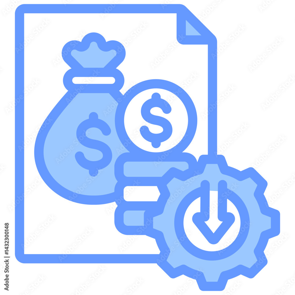 Cost Control Lineal Blue Icon Cost Control Lineal Blue Icon