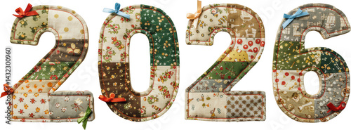 2026 New Year Patchwork Fabric Numbers Handmade Craft Design