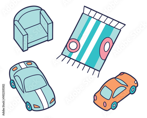 Isometric Car Illustration: Colorful Vehicle Vector Design, Automotive Art