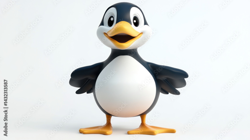 Obraz premium 3d penguin on white background