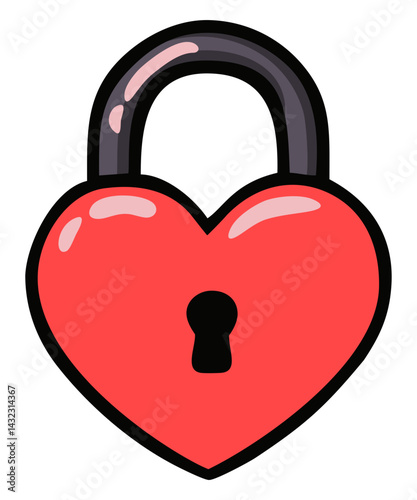 Heart lock. Editable color vector