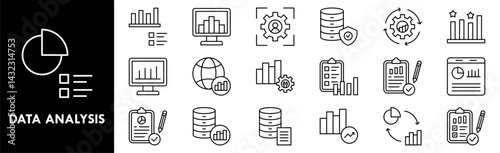 Data Analysis icon collection set. Containing design analysis, business, graph, strategy, computer