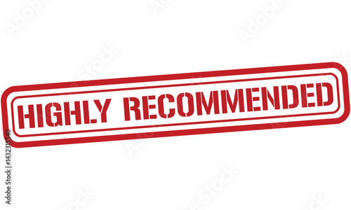 HIGHLY RECOMMENDED red stamp text vector, rubber stamp
