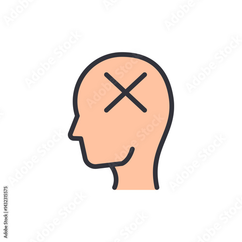 Closed minded colored icons, minimalist vector illustration ,simple transparent graphic element .Isolated on white background