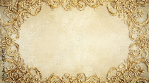 Ornate gold frame on aged beige background