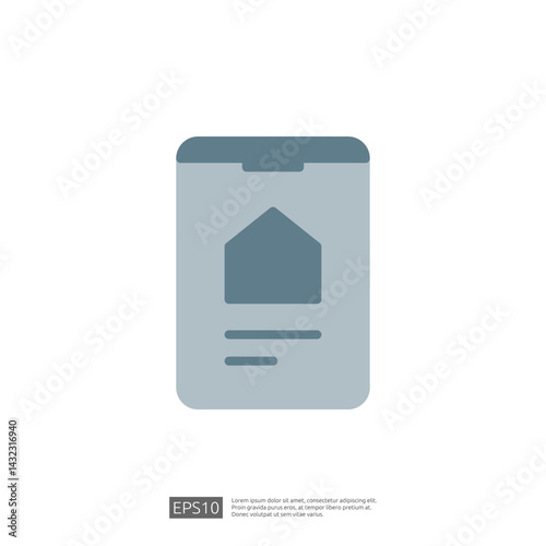 Home Renovation Planning Document Icon Featuring Blueprint Layout Design and Architectural Elements for Construction Project Management