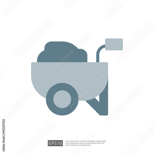 Construction Icon of a Wheelbarrow Loaded with Material for Home Renovation Projects and Garden Landscaping Tasks