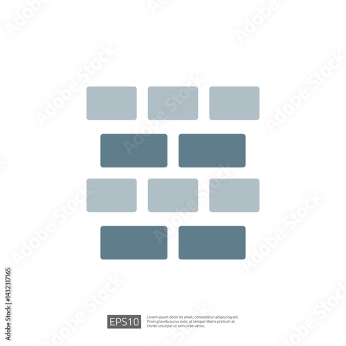 Home Renovation Icon Featuring Blocks in Various Shades of Blue Representing Modern Design and Aesthetic in Home Improvement Projects