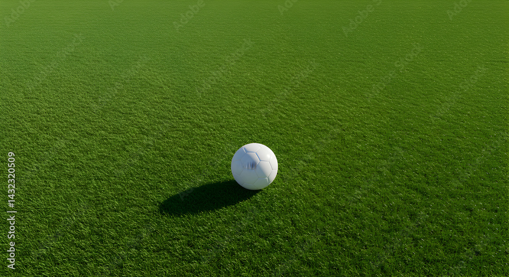 Classic Football Resting Peacefully On Fresh Green Field With Sunlit Grass Classic Football Resting Peacefully On Fresh Green Field With Sunlit Grass