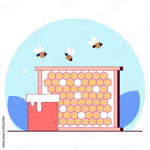 Beekeeping Event Garden Illustration Nature Bird's Eye View Honey Production