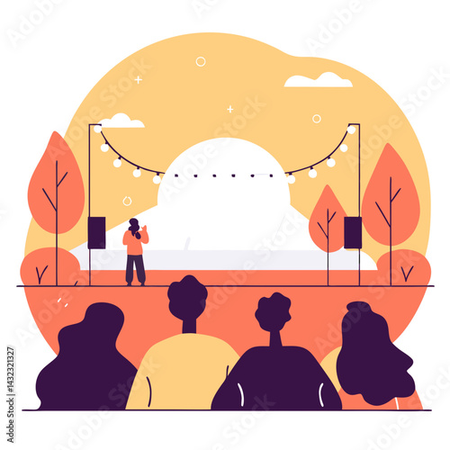 Celebration of Local Talent Evening Music Event in Community Park Illustration