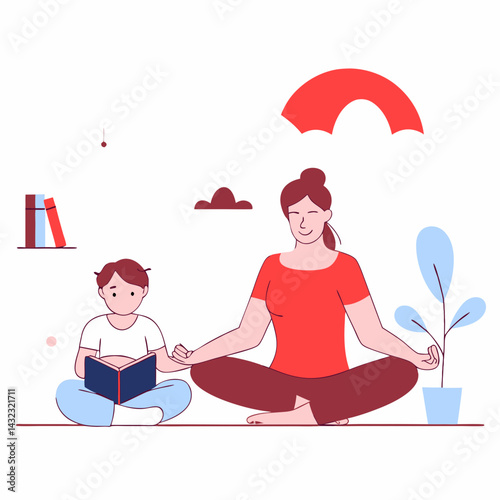 Mindfulness Practice with Child at Home Illustration Calm Environment Engaging Viewpoint