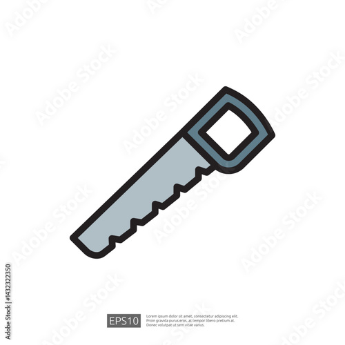 Stylized Icon of a Hand Saw Depicting Home Renovation and Carpentry Projects in a Minimalist Design