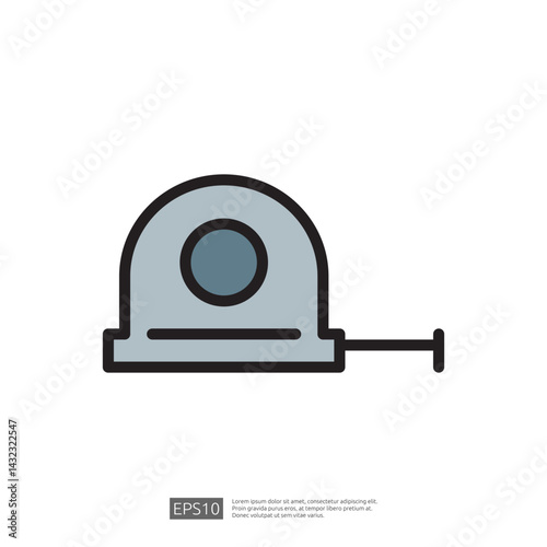 Measuring Tool Icon for Home Renovation and Interior Design Planning with Tape Measure and Circular Outline