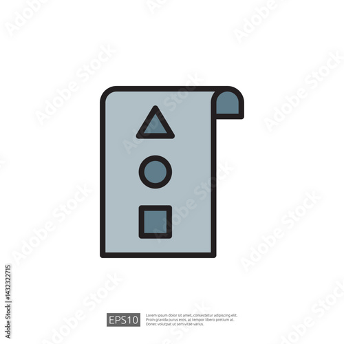 Geometric Icon Representing Home Renovation Process with Symbolic Shapes and Design Elements in a Minimalist Style