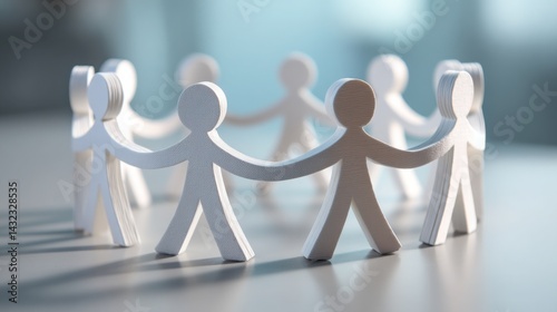 Vibrant group of paper people symbolizing mutual support and income insurance concept in a thoughtful design photo