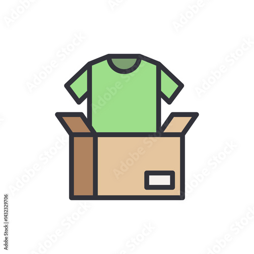 Clothes donation colored icons, minimalist vector illustration ,simple transparent graphic element .Isolated on white background