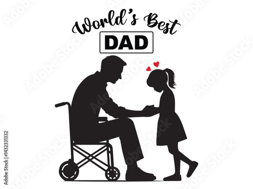 Heartwarming Father's Day Illustration of Disabled Dad and Daughter Bonding with Love and Respect Celebrating the World's Best Dad