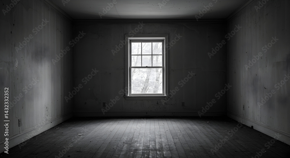 Dark Room With Light Coming Through The Window In An Old House Dark Room With Light Coming Through The Window In An Old House