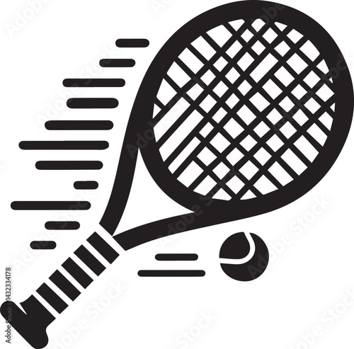 tennis racket logo silhouette vector, Tennis racket ball icon vector simple pictogram clipart