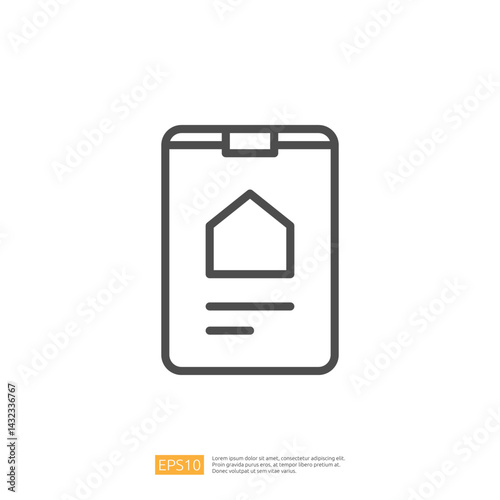 Home Renovation Project Planning Icon with Blueprint and House Design Elements for Construction and Improvement in Residential Spaces