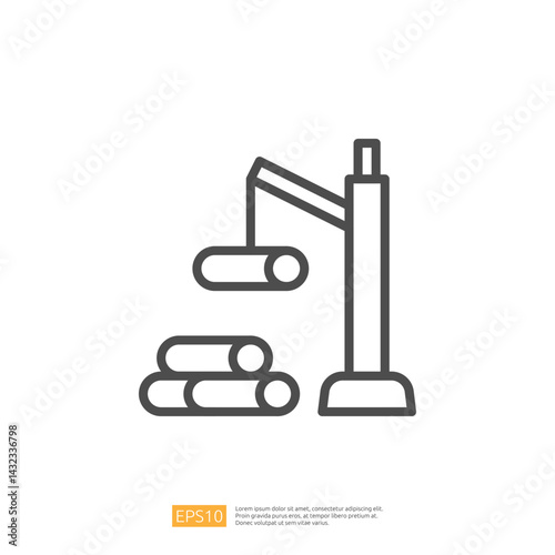 Icon Of A Crane Lifting Construction Materials For Home Renovation In A Modern Development Project