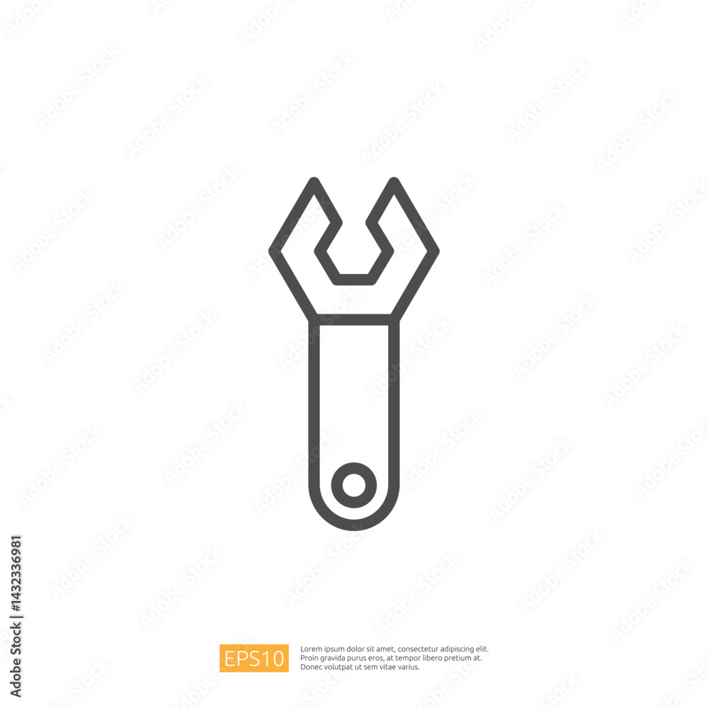 Repair Tool Icon Featuring a Wrench for Home Renovation and Maintenance Projects in a Simple and Clean Design