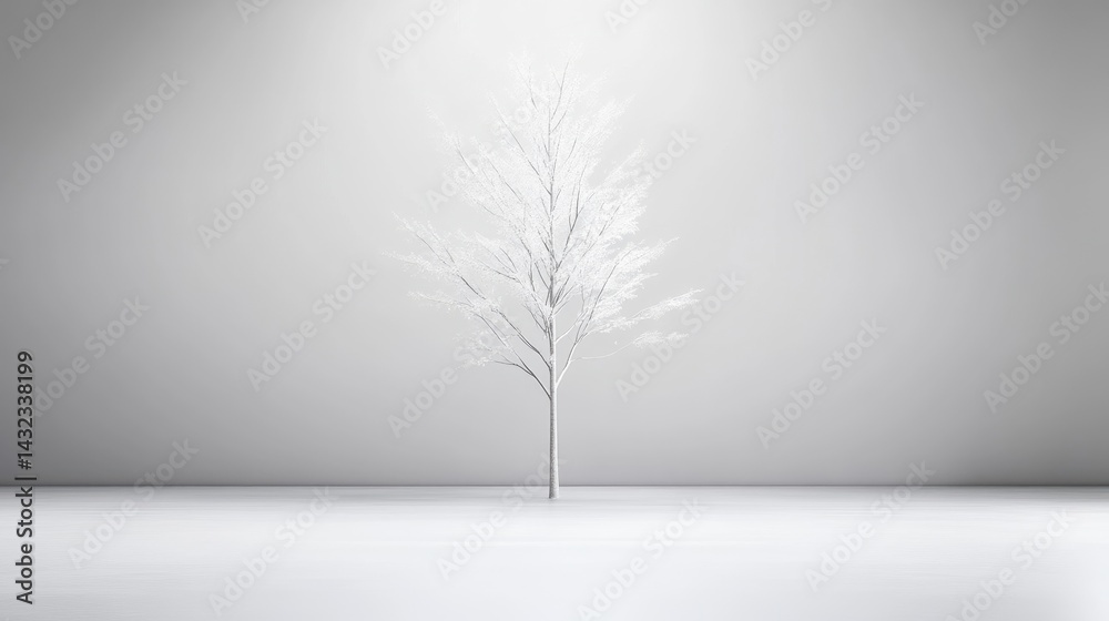 Obraz premium Minimalist white tree in a studio setting