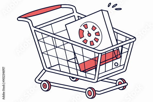 Shopping Cart with Loading Spinner Symbol