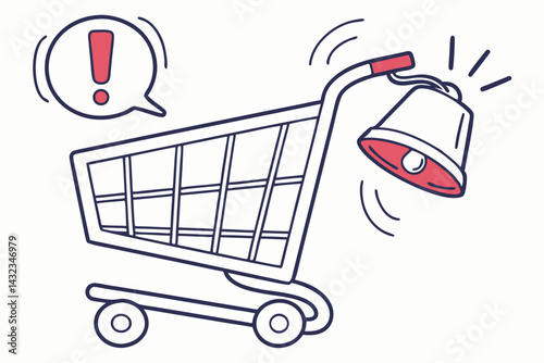 Cart with Notification Bell Symbol