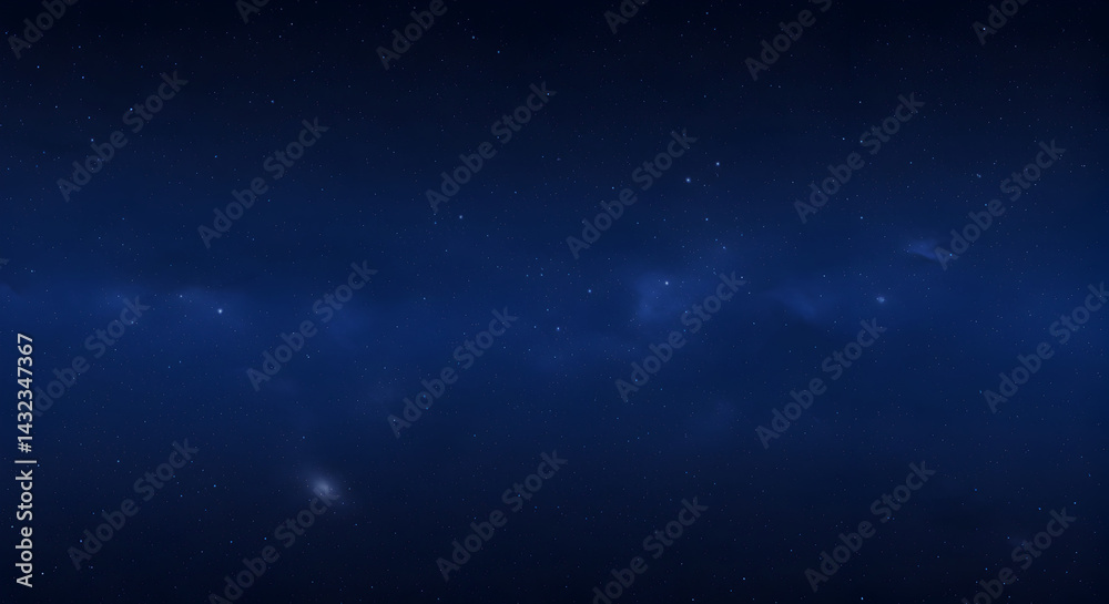 Fototapeta premium Enigmatic Deep Blue Night Sky Displaying Scattered Stars And Hazy Clouds