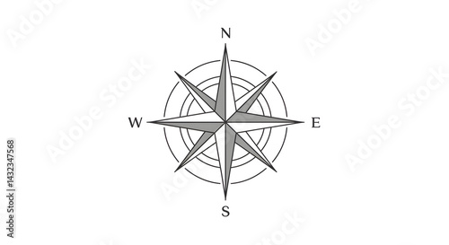 Directional Rose Symbolizing Navigation Guidance and Geographical Orientation