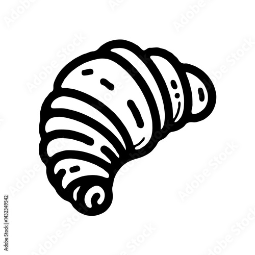 Croissant illustration in black and white style on a minimalist background  