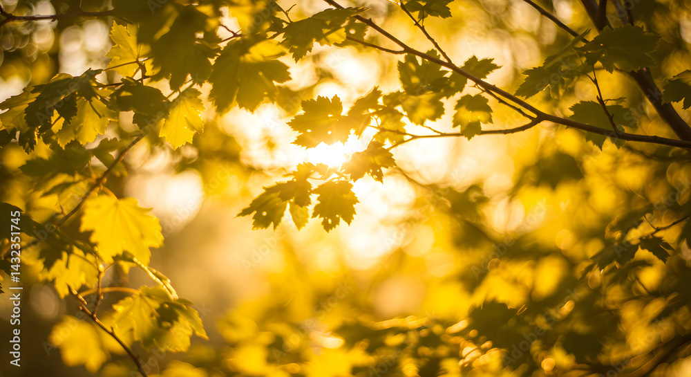 Golden Canopy Creates A Warm Haze Through Autumn Foliage In Nature Golden Canopy Creates A Warm Haze Through Autumn Foliage In Nature