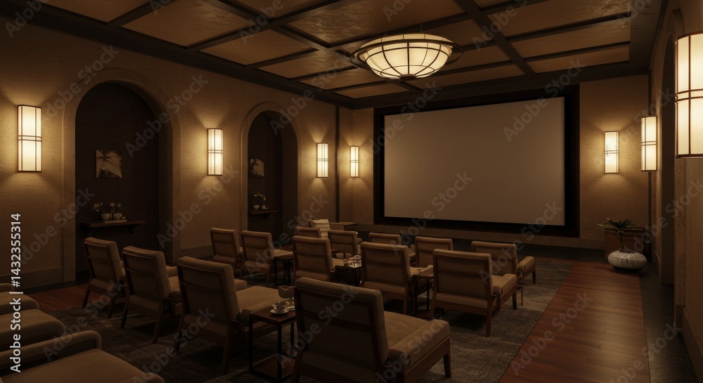 Home Theater Room with Screen and Chairs Home Theater Room with Screen and Chairs