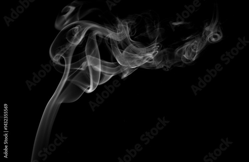 abstract white smoke isolated on a black background. concept of texture mist, fog effect, and cloud for design air pollution, element smog	
