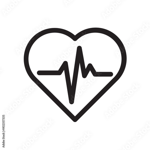 heart and heartbeat symbol line