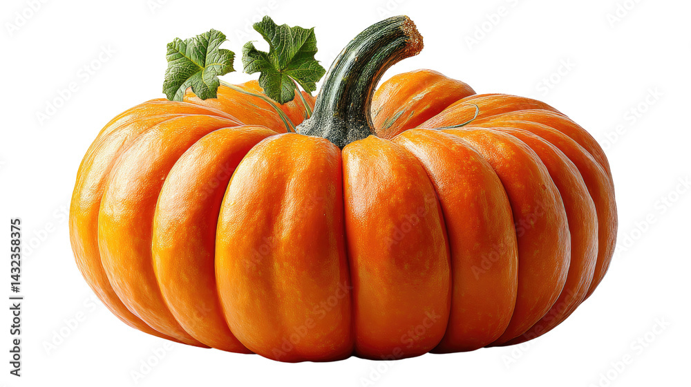 Obraz premium Vibrant Autumn Harvest Pumpkin: A perfectly ripe pumpkin, bursting with the warm hues of autumn, rests serenely. Captured in stunning detail, showcasing its iconic form.