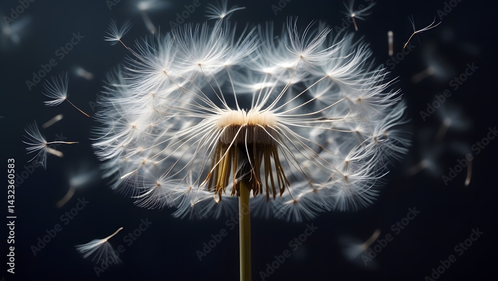 Fototapeta premium dandelion seeds on black