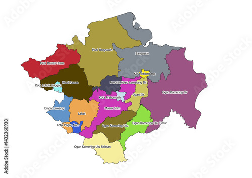 South Sumatera Boundary Map administrative division Peta Batas Wilayah Administrasi Sumatera selatan Indonesia