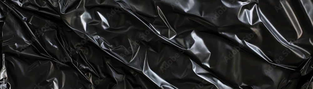 Fototapeta premium A sleek black metallic foil texture background, featuring a subtle sheen that catches the light, creating an elegant and modern aesthetic perfect for design projects or presentations.