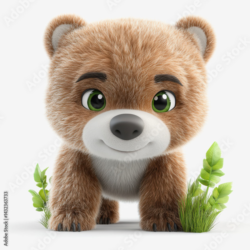 Wallpaper Mural Adorable little bear with a cute expression captured in a charming 3d full body illustration style Torontodigital.ca